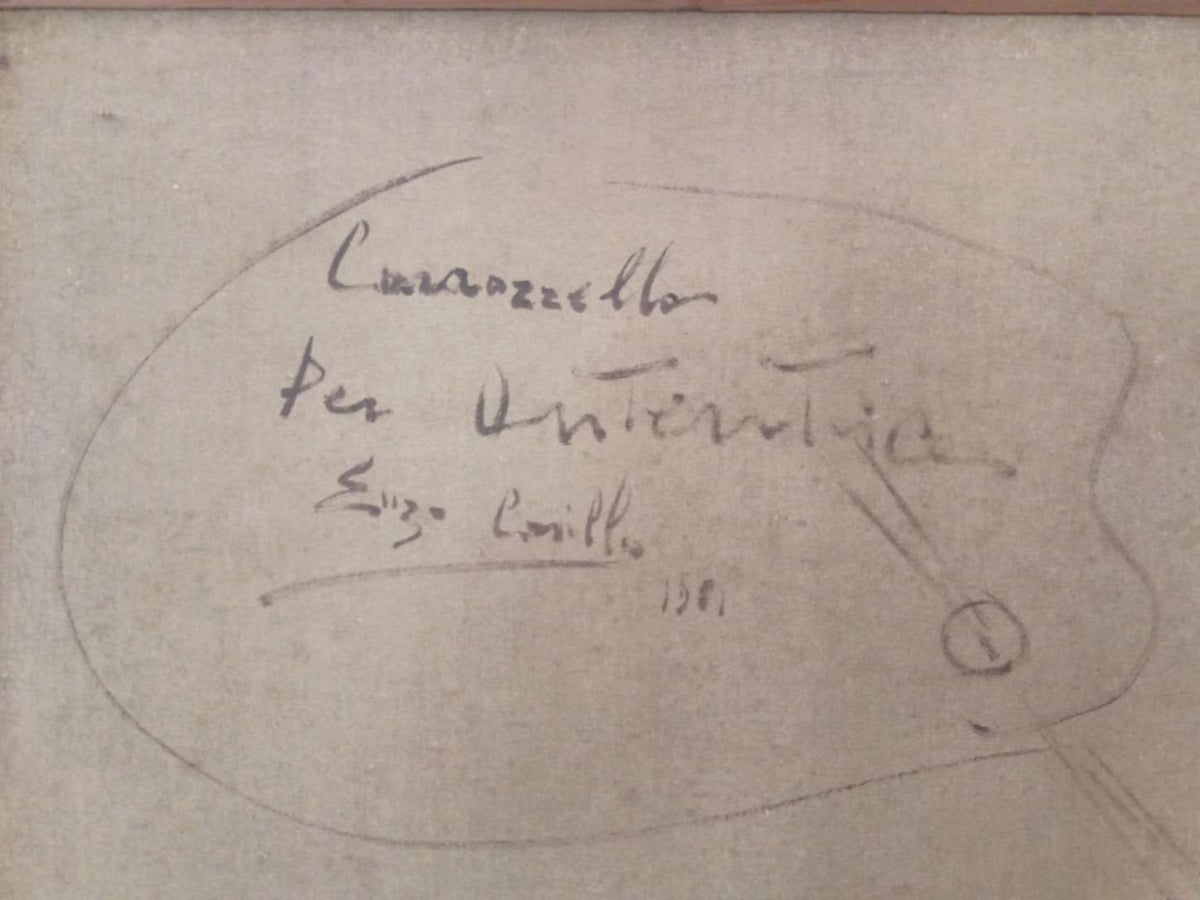 Dipinto Enzo Casillo Carrozzella quadro olio tela scuola napoletana Novecento