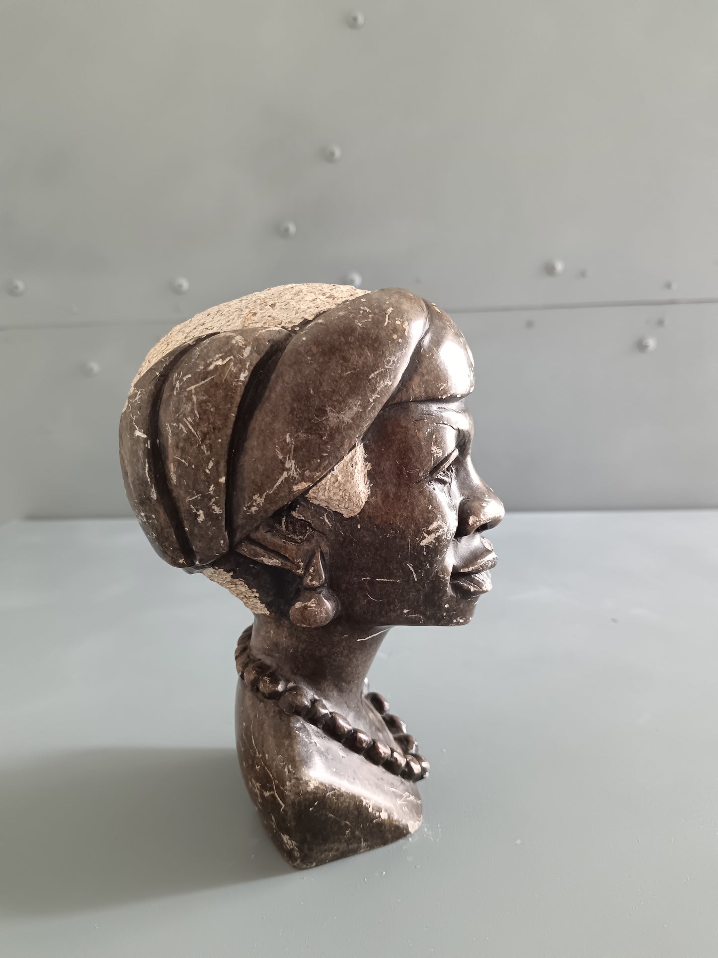 Scultura Africana Shona in Pietra – Busto Femminile Scolpito a Mano