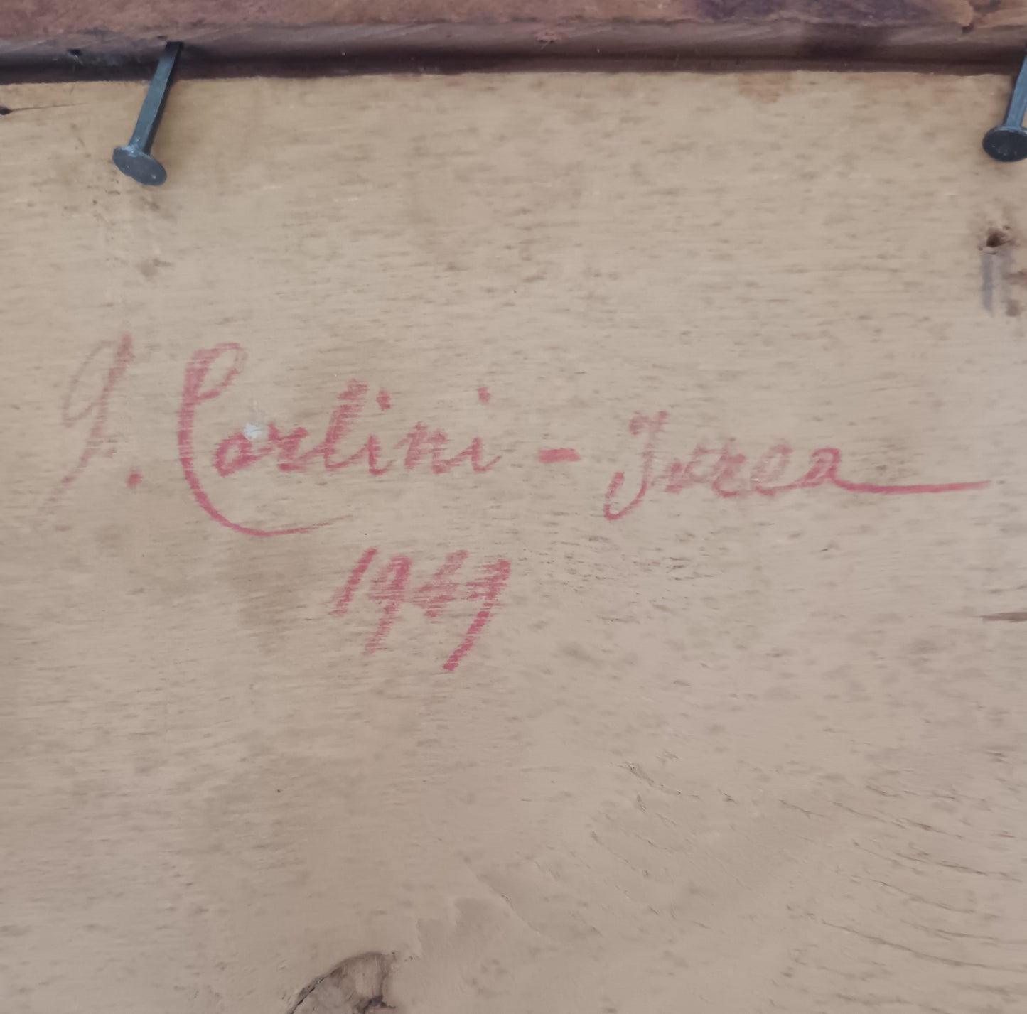 G. Carlini 1949 Olio su Tavola Paesaggio Alpino con Gregge di Capre