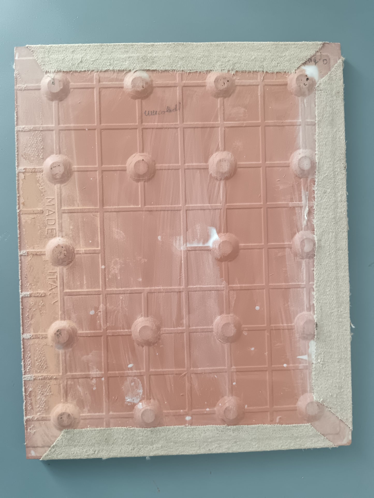 Formella in Ceramica Dipinta a Mano Stemma Araldico con Motto Antico Stile Castelli