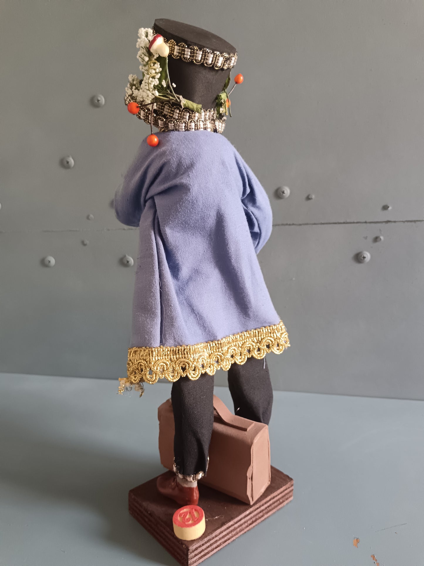 Sciò Sciò Napoletano h 32 cm Terracotta, Occhi in Vetro, Costume Tradizionale Artigianale