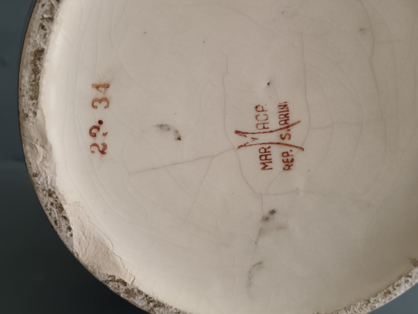 MAR.MACA. San Marino Vaso Maiolica Anni ’40-’60 Decorato a Mano Fondo Nero
