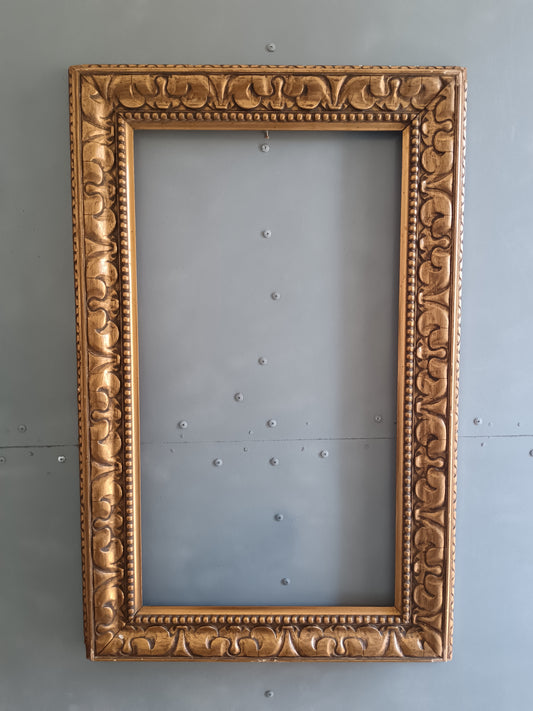 Antica Cornice Italiana XIX Secolo 1860-1890 – Legno Intagliato Dorato – Umbertina