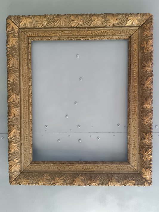 ANTICA CORNICE ITALIANA IN PASTIGLIA E FOGLIA D'ORO FINE '800