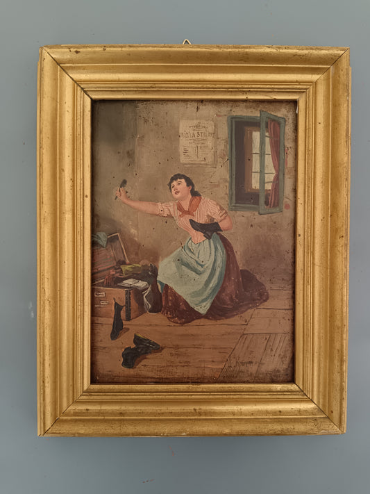 A. Körner – Scena di genere con riferimento a Maria Stuart – Olio su tavola – Firmato