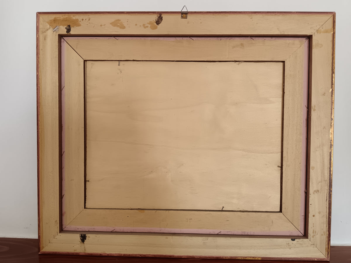 Quadro Olio Francesco Vassetti Pescatori Golfo di Napoli con Cornice