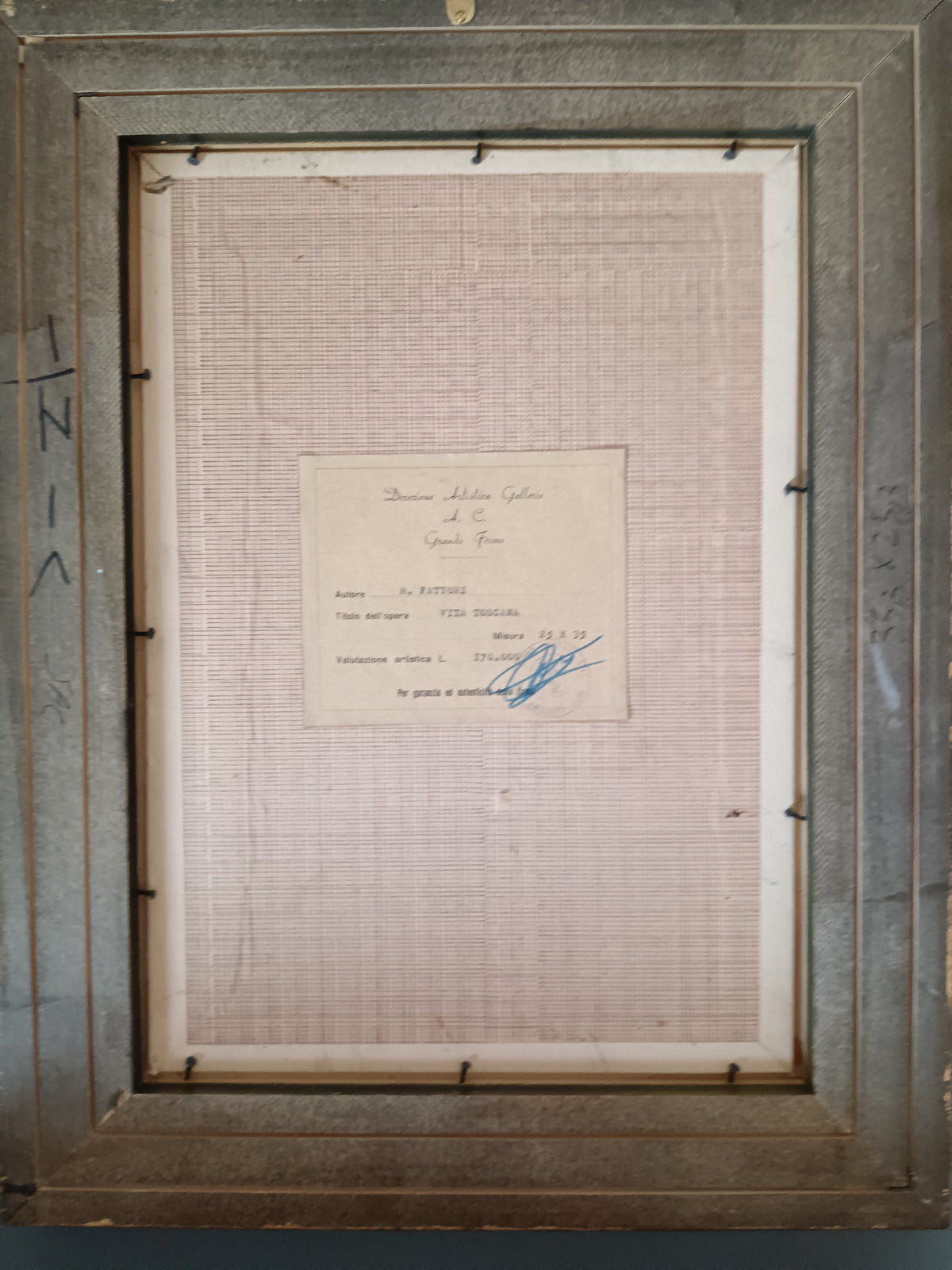 Dipinto MARIO FATTORI "Vita Toscana" Olio 25x35 Certificato Galleria Cornice