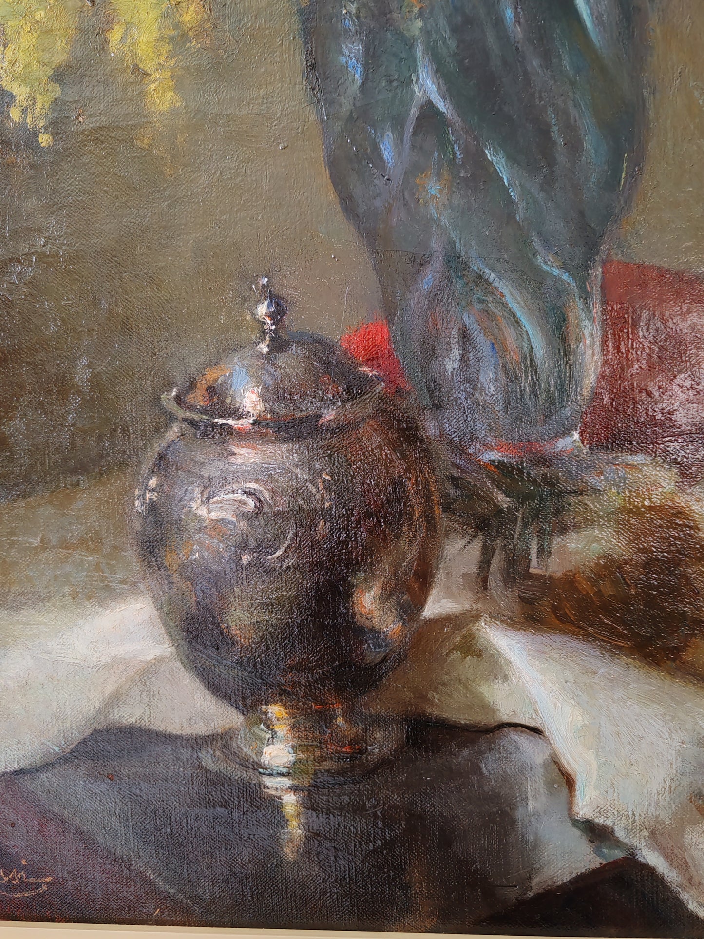 Giuseppe Rossi (1876-1952)- natura morta dipinto olio su tela applicata su pannello (epoca XX secolo)