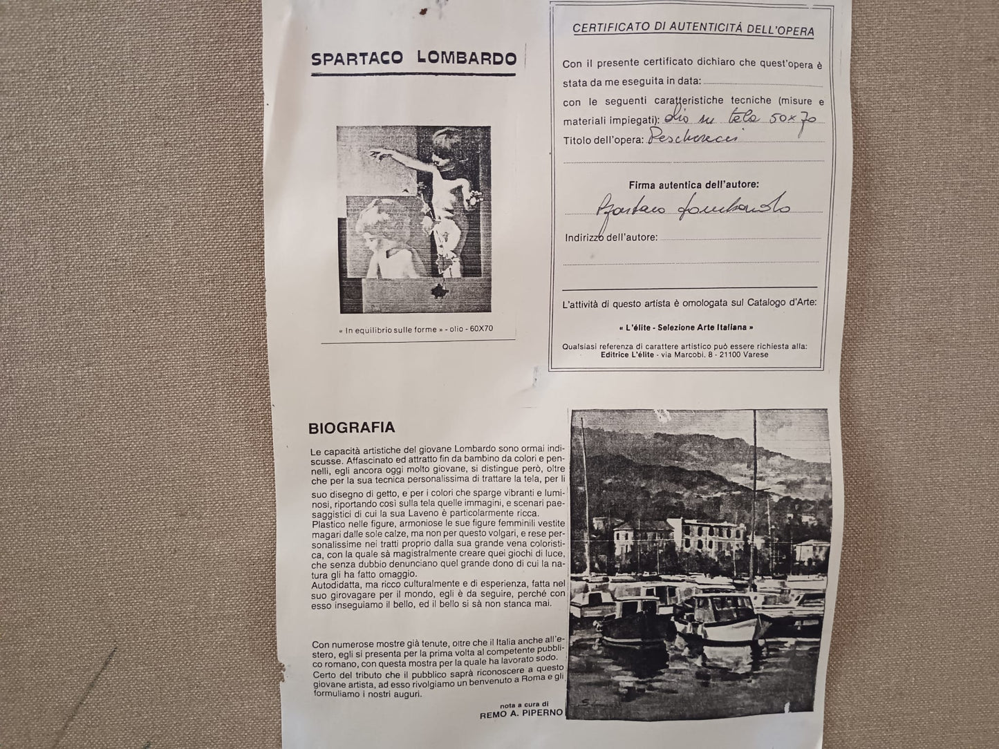 Spartaco Lombardo ( Luino 1958) dipinto olio su tela epoca XX secolo