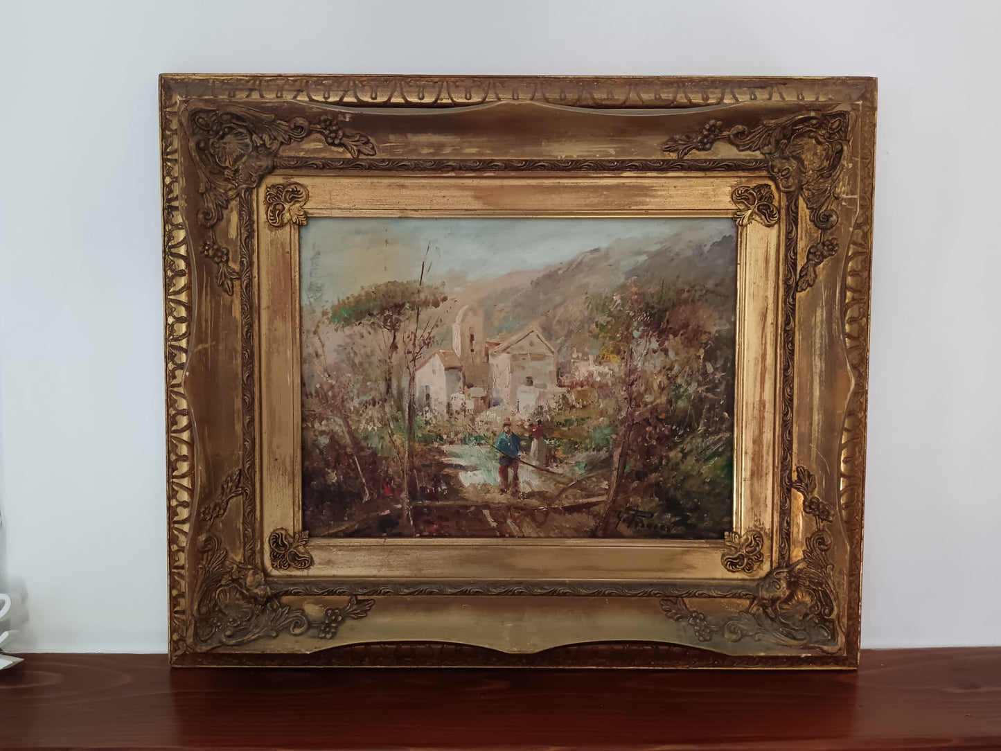 Giovanni Picucci ( XX Secolo) Paesaggio dipinto olio su legno