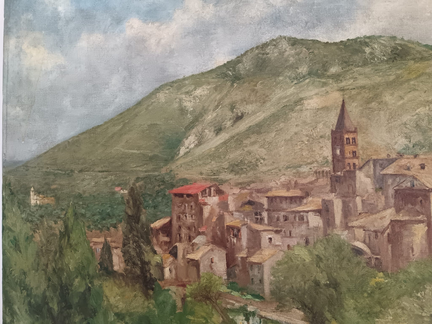 G. D'Arcangeli ( XX Secolo)- dipinto olio su tela veduta di Tivoli ( RM)