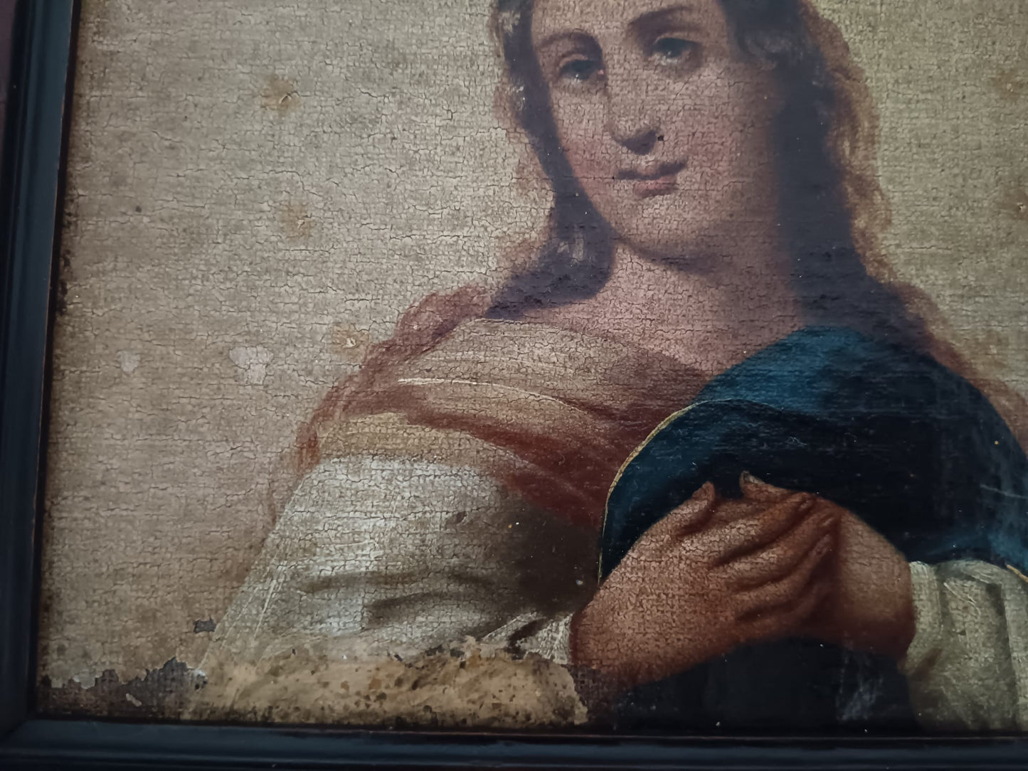 Dipinto sacro ( XVIII Secolo)- antico olio su tela applicata su legno