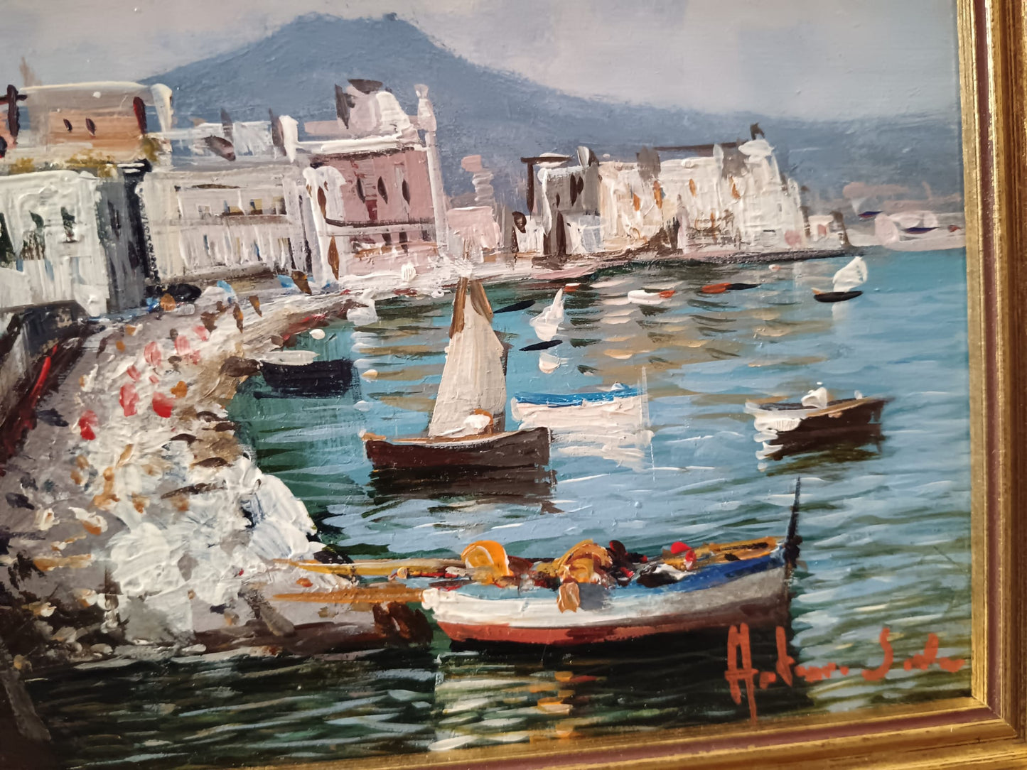 Scorcio marino (scuola italiana XX secolo) dipinto olio su legno