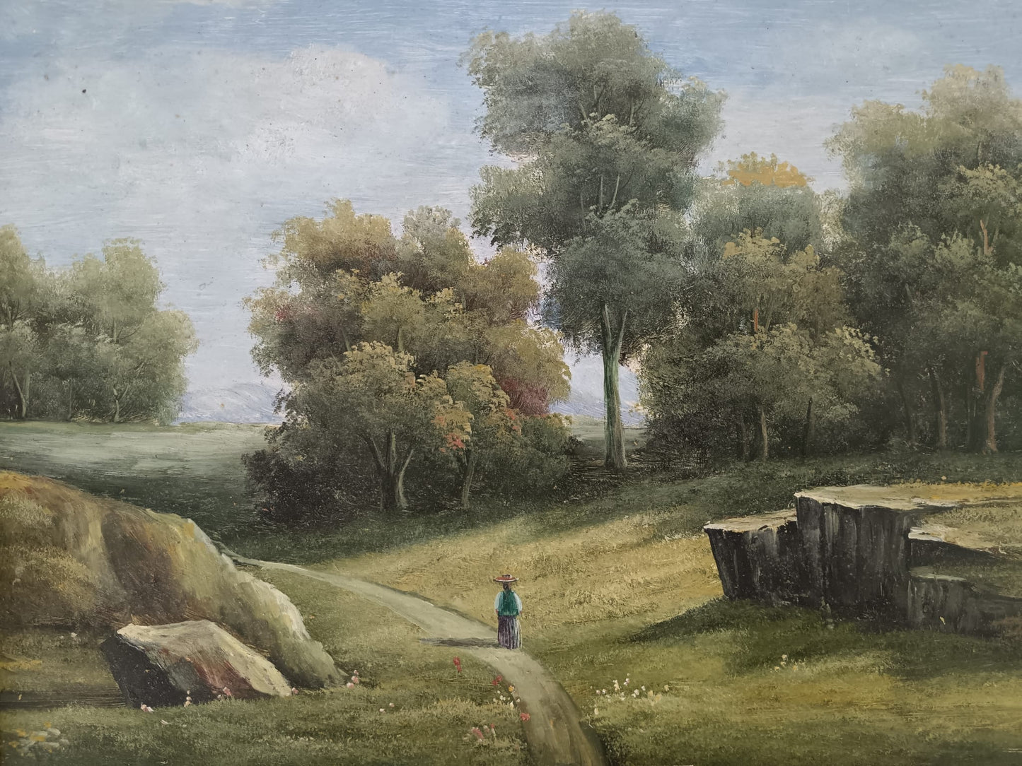 Paesaggio- dipinto olio su legno epoca (XX secolo)