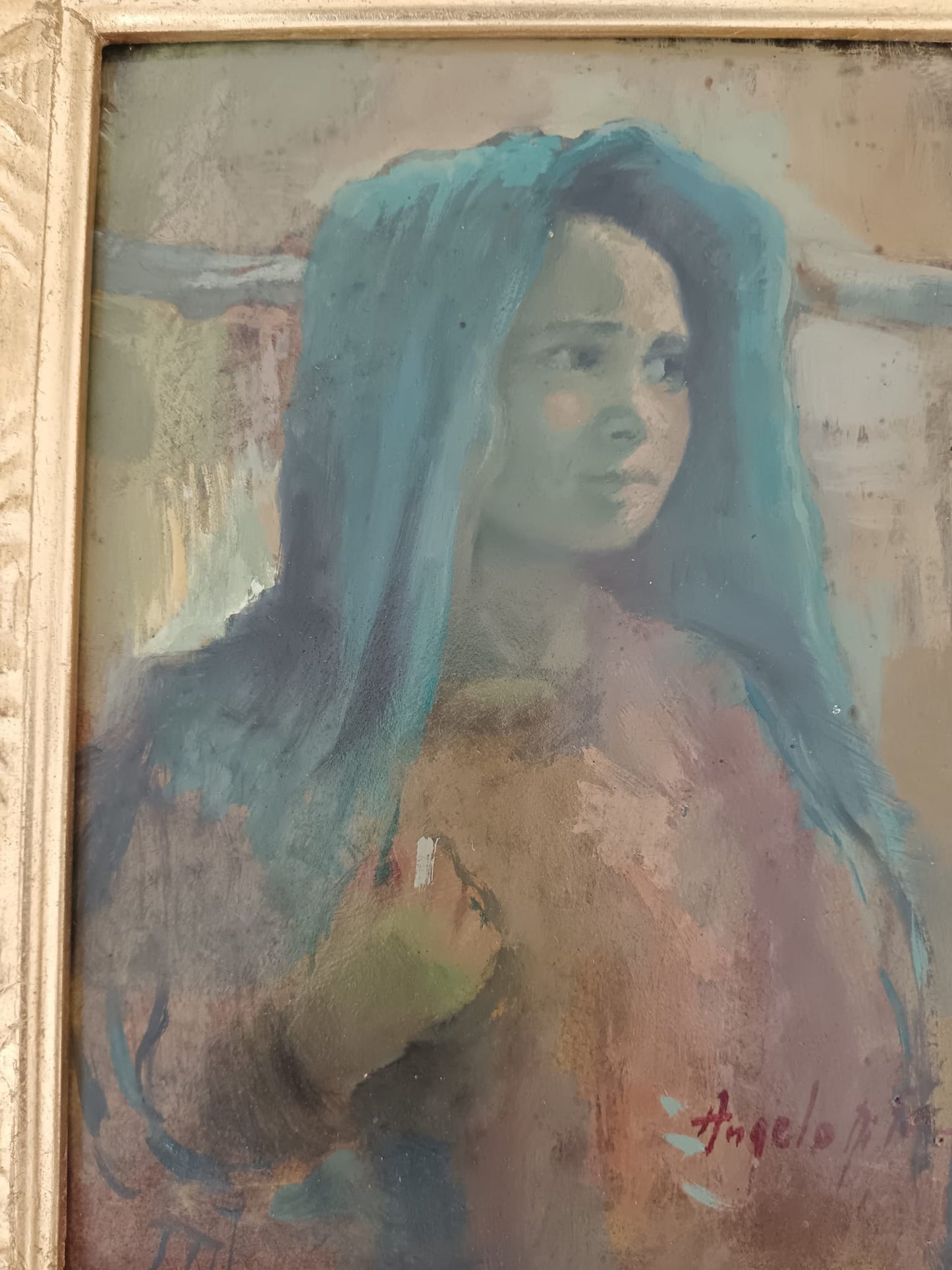 Scuola Italiana ( XIX/XX secolo)- Figura, dipinto olio su masonite