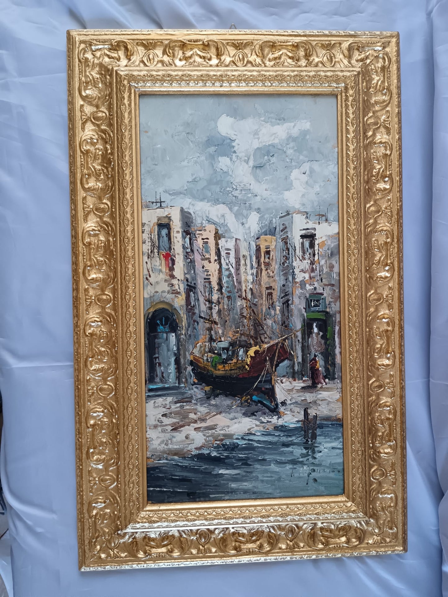 Teresa Reginato ( XX Secolo)- Scorcio marino, dipinto olio su legno