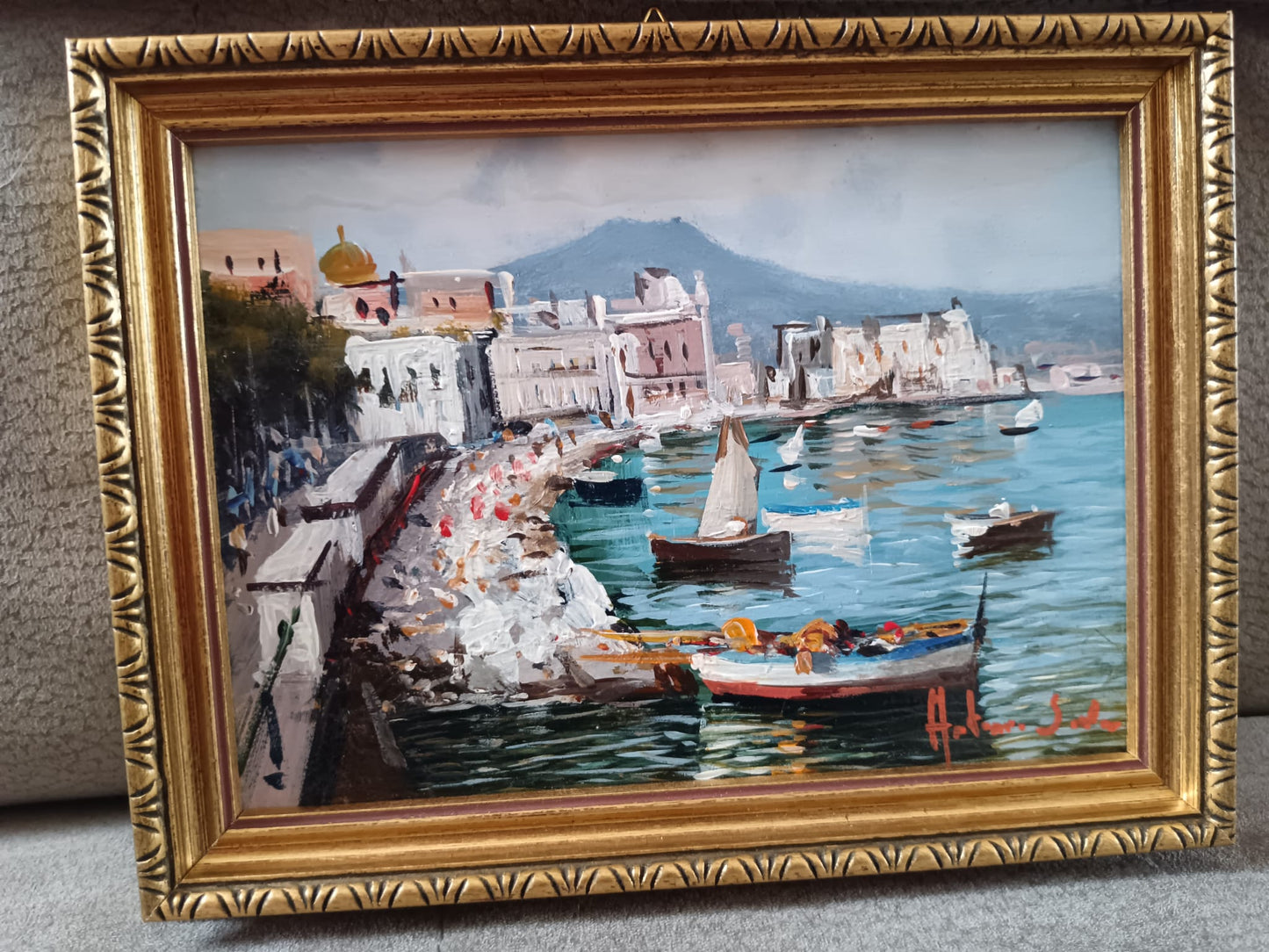 Scorcio marino (scuola italiana XX secolo) dipinto olio su legno