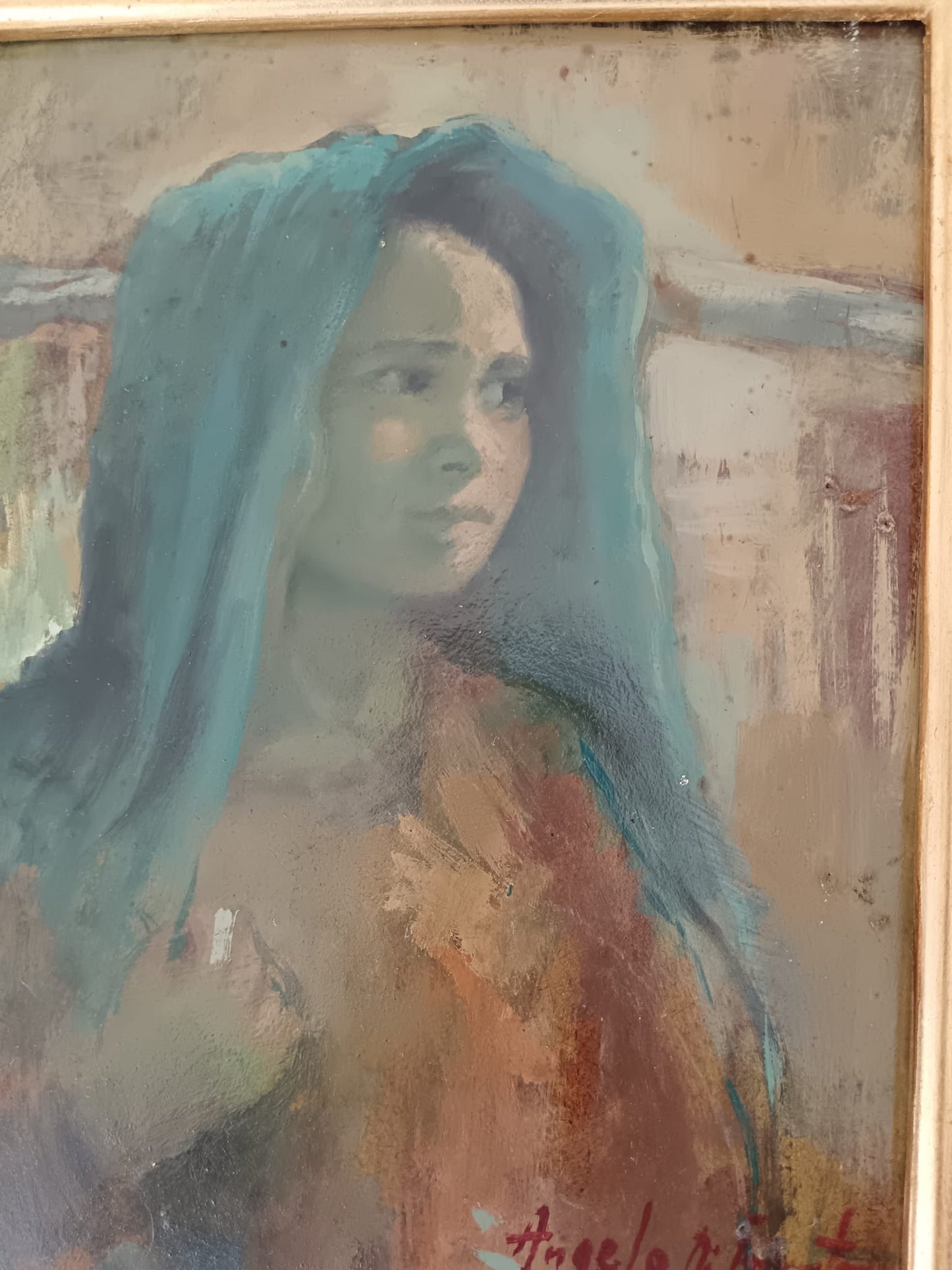 Scuola Italiana ( XIX/XX secolo)- Figura, dipinto olio su masonite