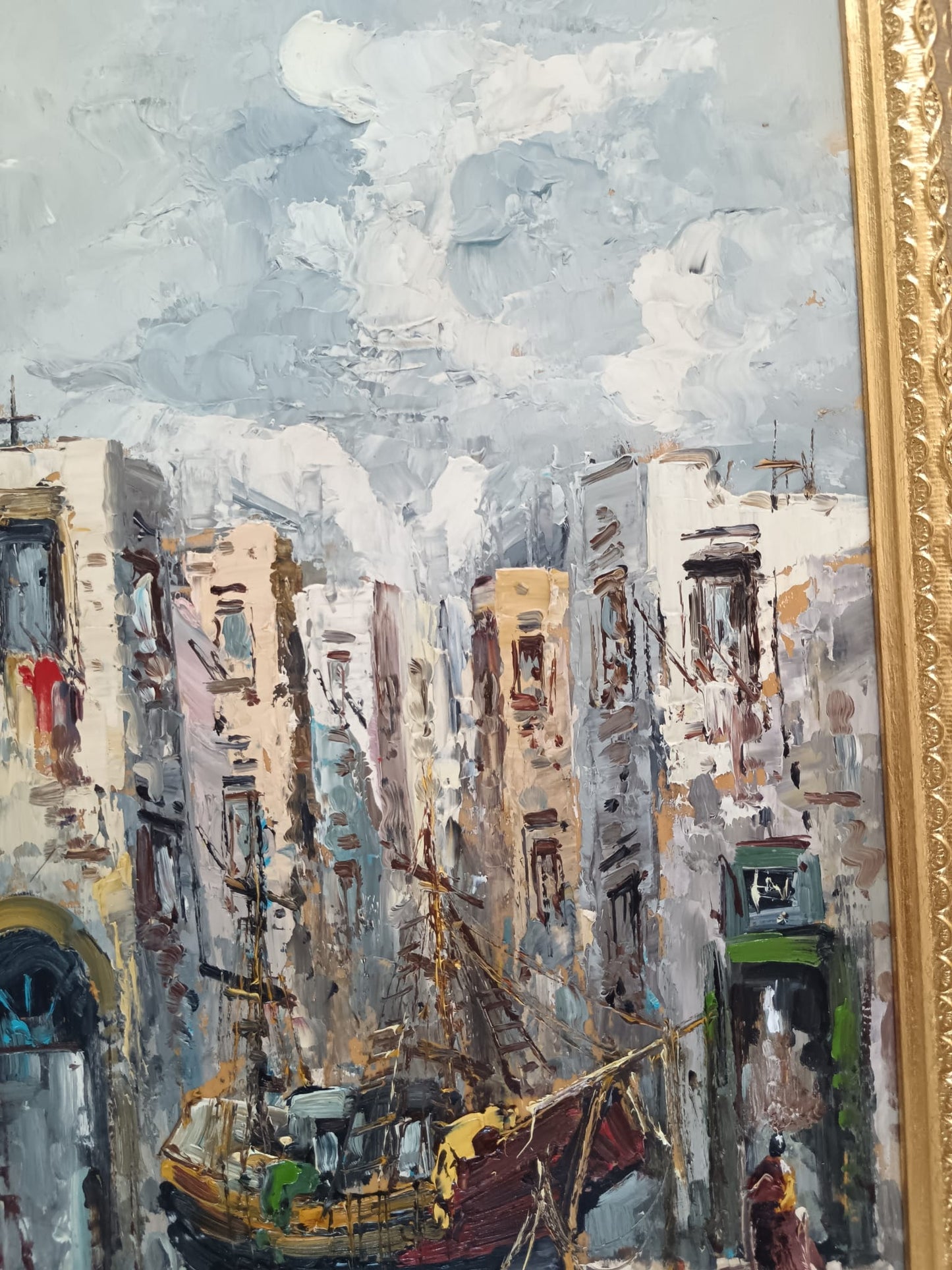 Teresa Reginato ( XX Secolo)- Scorcio marino, dipinto olio su legno
