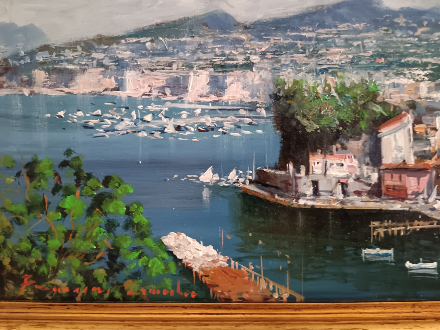 Francesca Laricchia ( XX secolo) Sorrento - marina grande dipinto olio su pannello