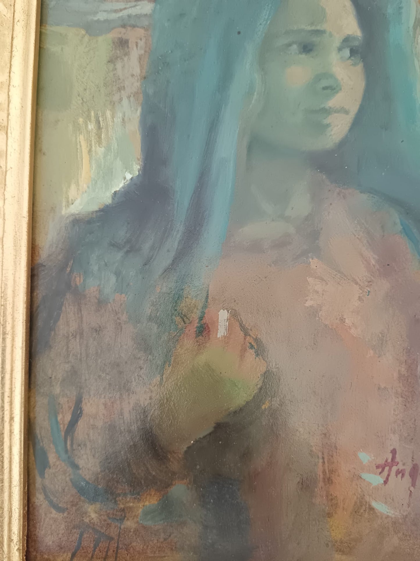 Scuola Italiana ( XIX/XX secolo)- Figura, dipinto olio su masonite