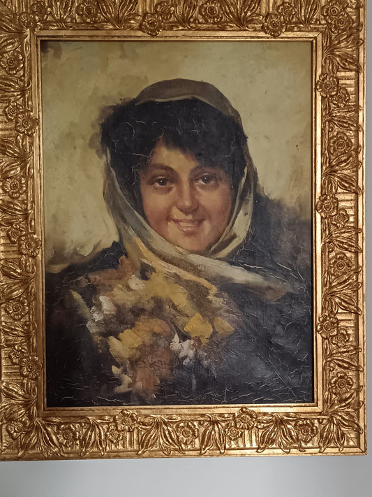 Antonio Bovo (XX Secolo)- Ritratto dipinto olio su tela