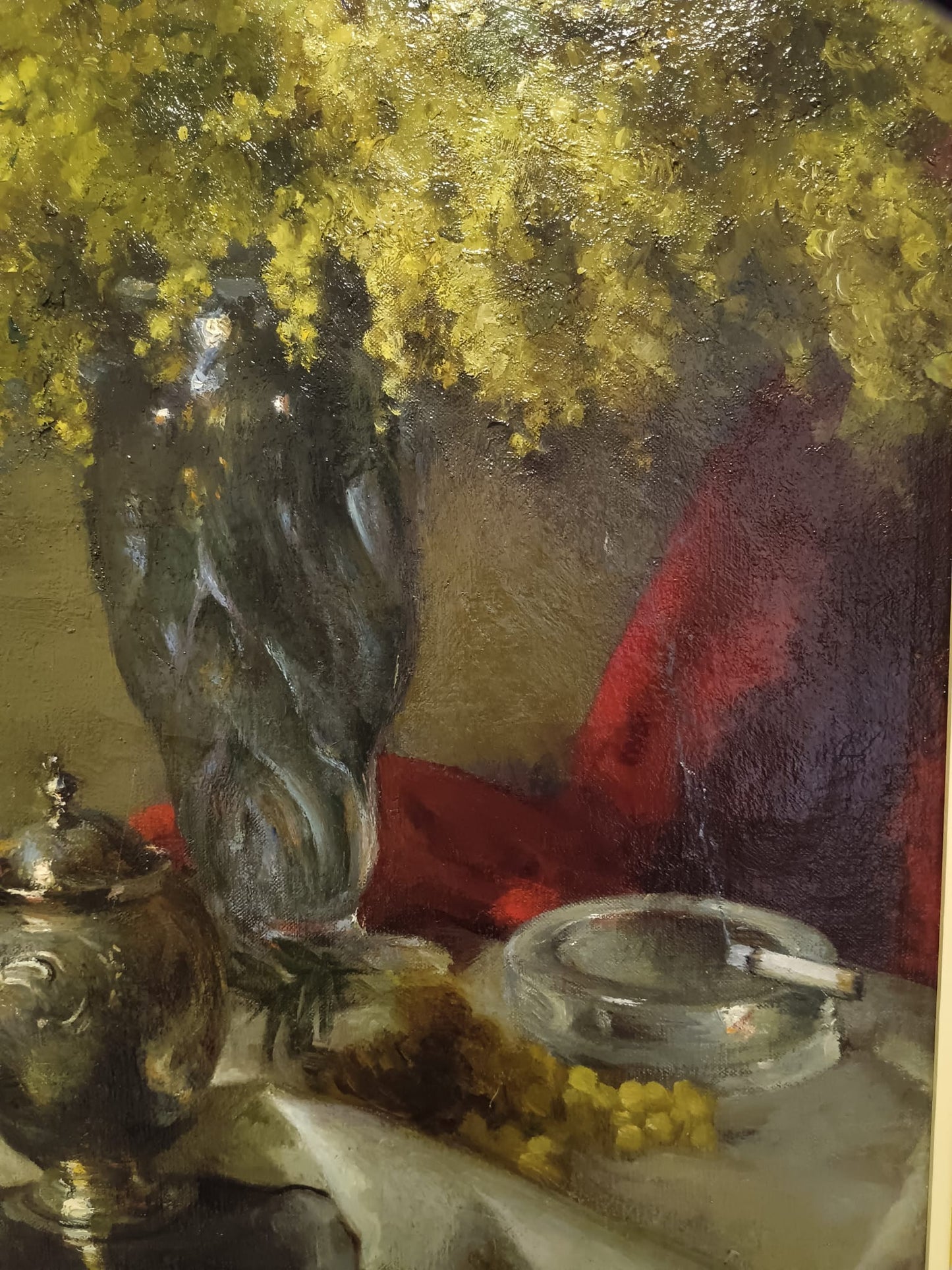 Giuseppe Rossi (1876-1952)- natura morta dipinto olio su tela applicata su pannello (epoca XX secolo)