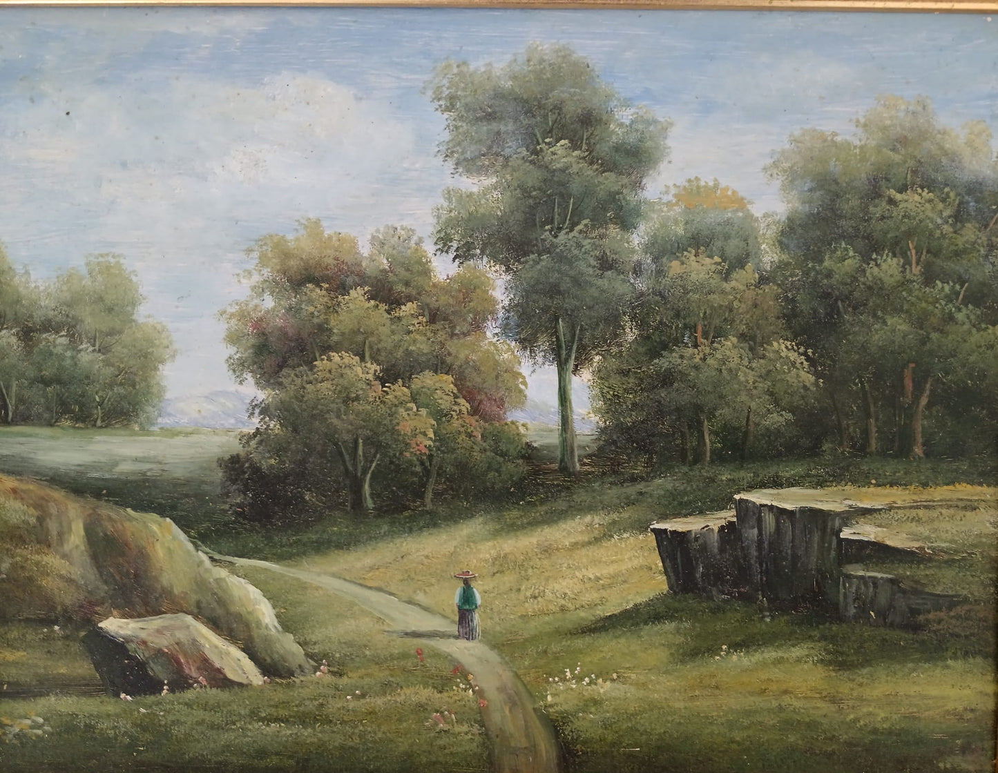 Paesaggio- dipinto olio su legno epoca (XX secolo)