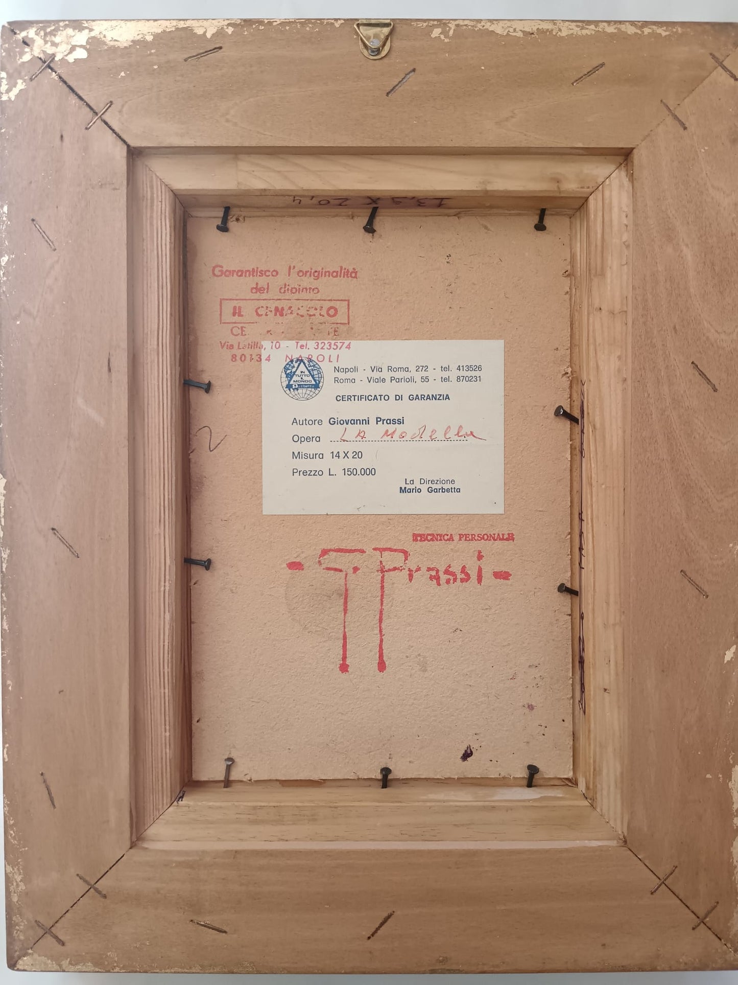 Giovanni Prassi (Napoli 1945)- La Modella- dipinto olio su cartoncino