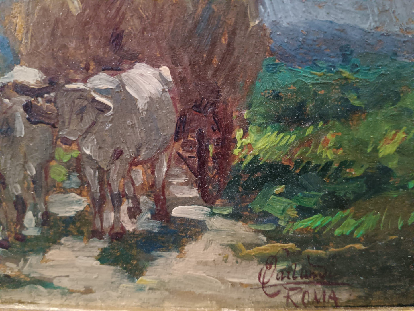 Onorato Carlandi (1848-1939), antico dipinto olio su cartoncino
