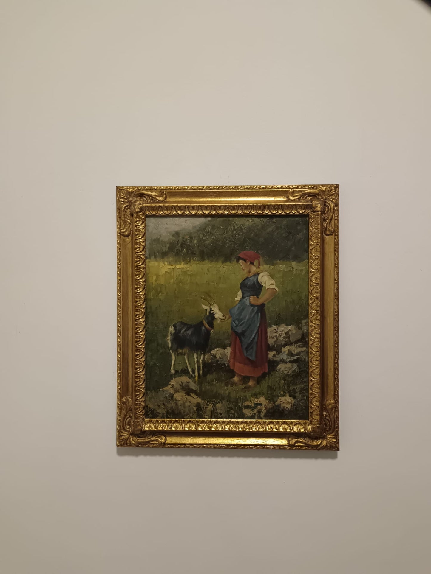 V. De Paoli da (Niccolò Cannicci) la Pastorella- dipinto olio su tela XX secolo