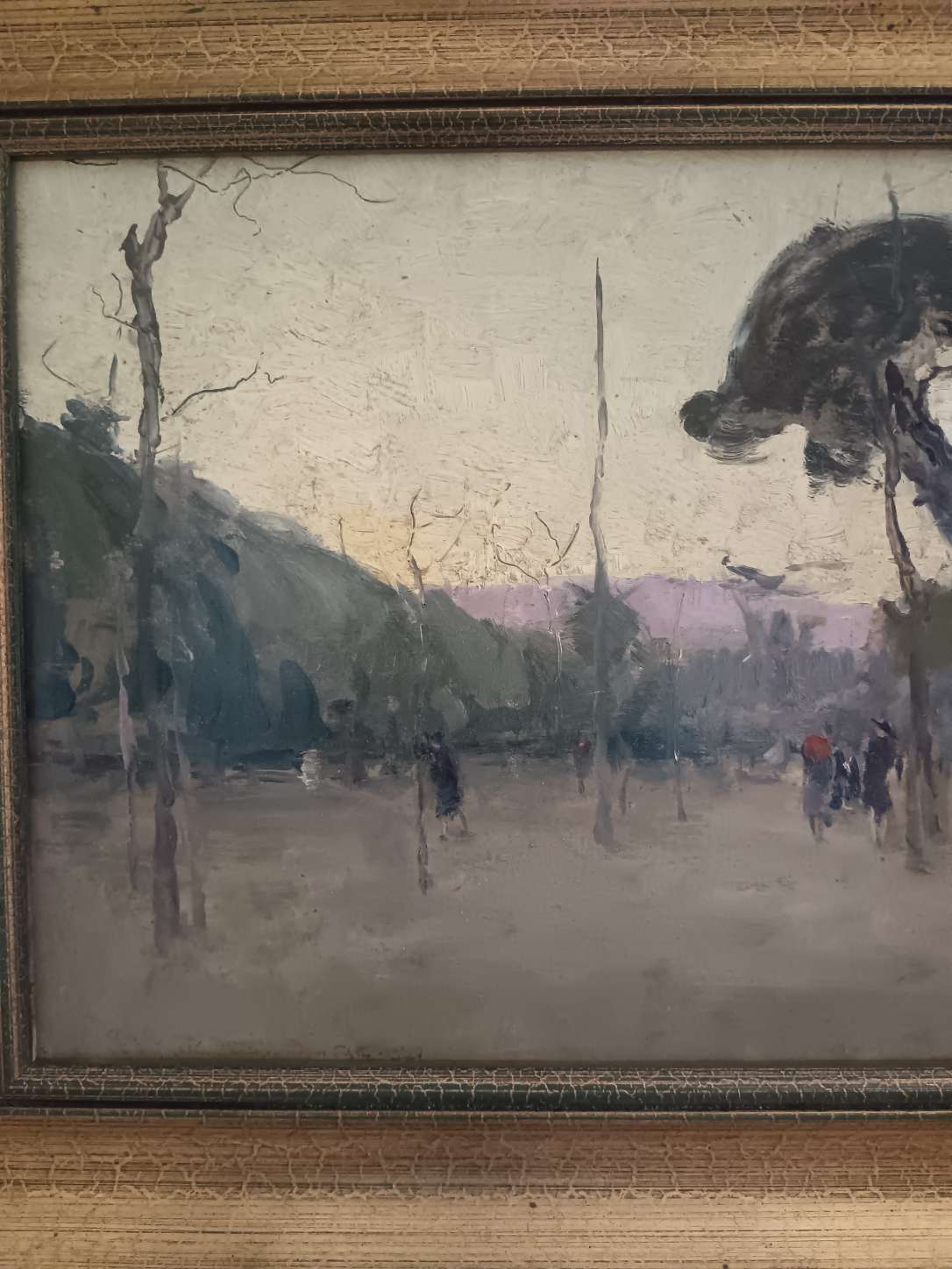 Vincenzo Colucci (1898-1970) Paesaggio con figure Olio su tavola firmato pittura