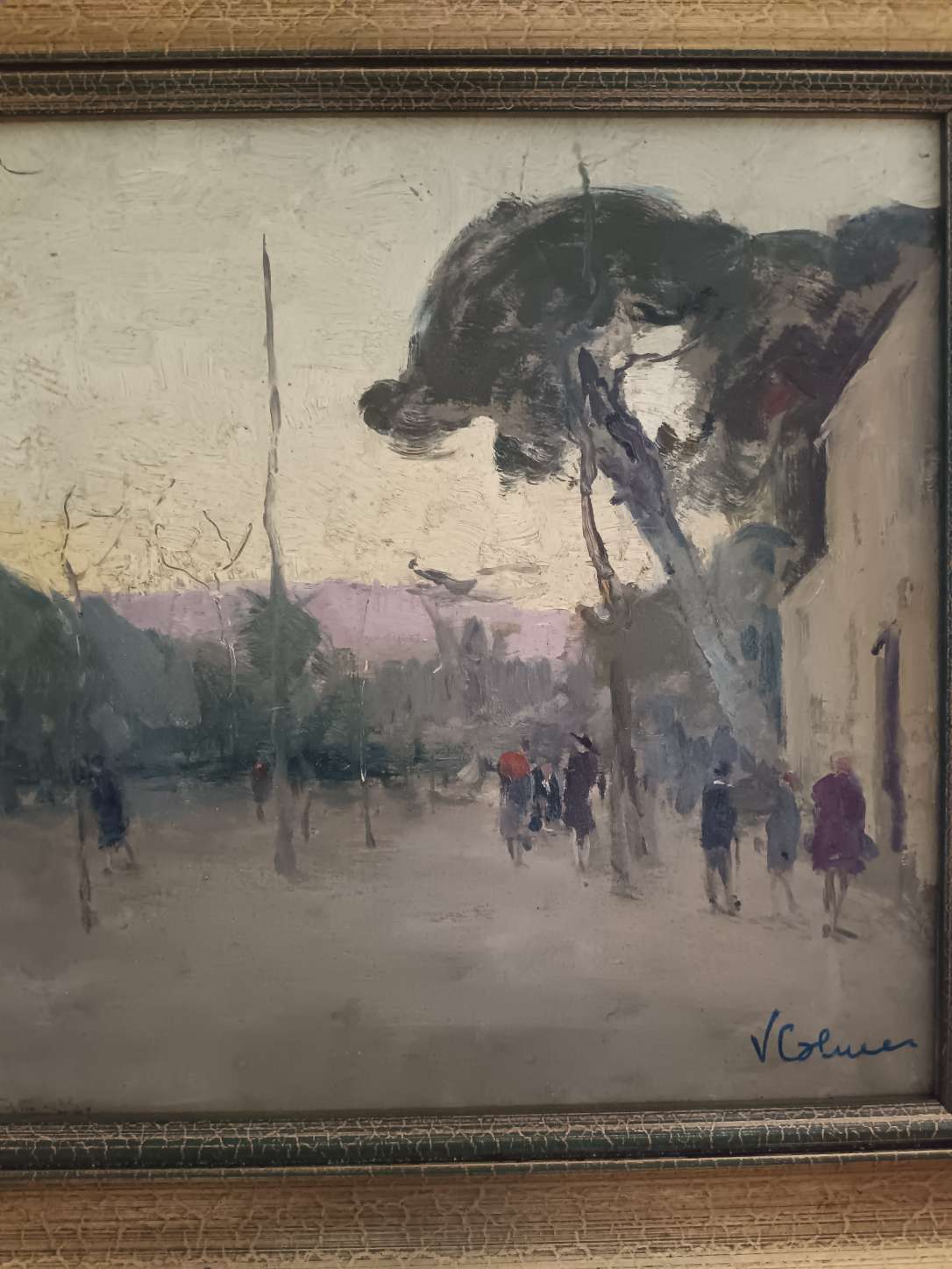Vincenzo Colucci (1898-1970) Paesaggio con figure Olio su tavola firmato pittura