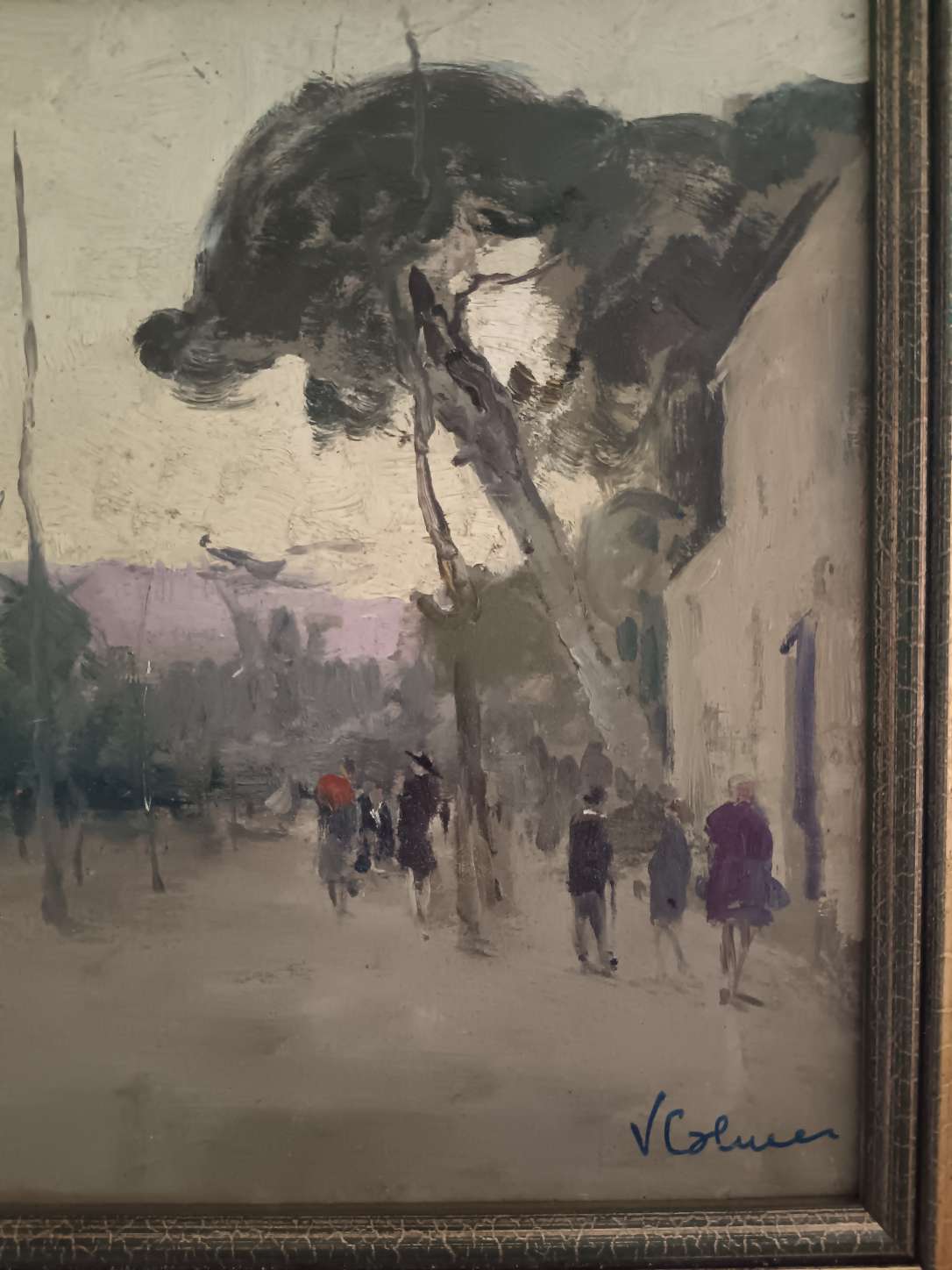 Vincenzo Colucci (1898-1970) Paesaggio con figure Olio su tavola firmato pittura