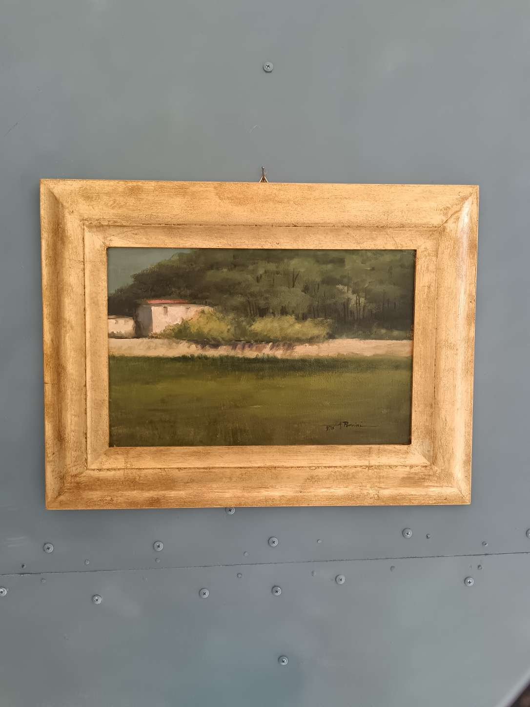 Dipinto Amino Porrini Paesaggio Rurale Quadro Olio 1976 Scuola Toscana