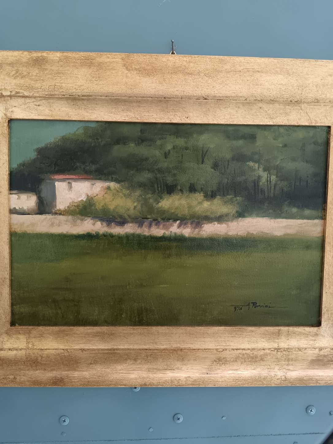 Dipinto Amino Porrini Paesaggio Rurale Quadro Olio 1976 Scuola Toscana