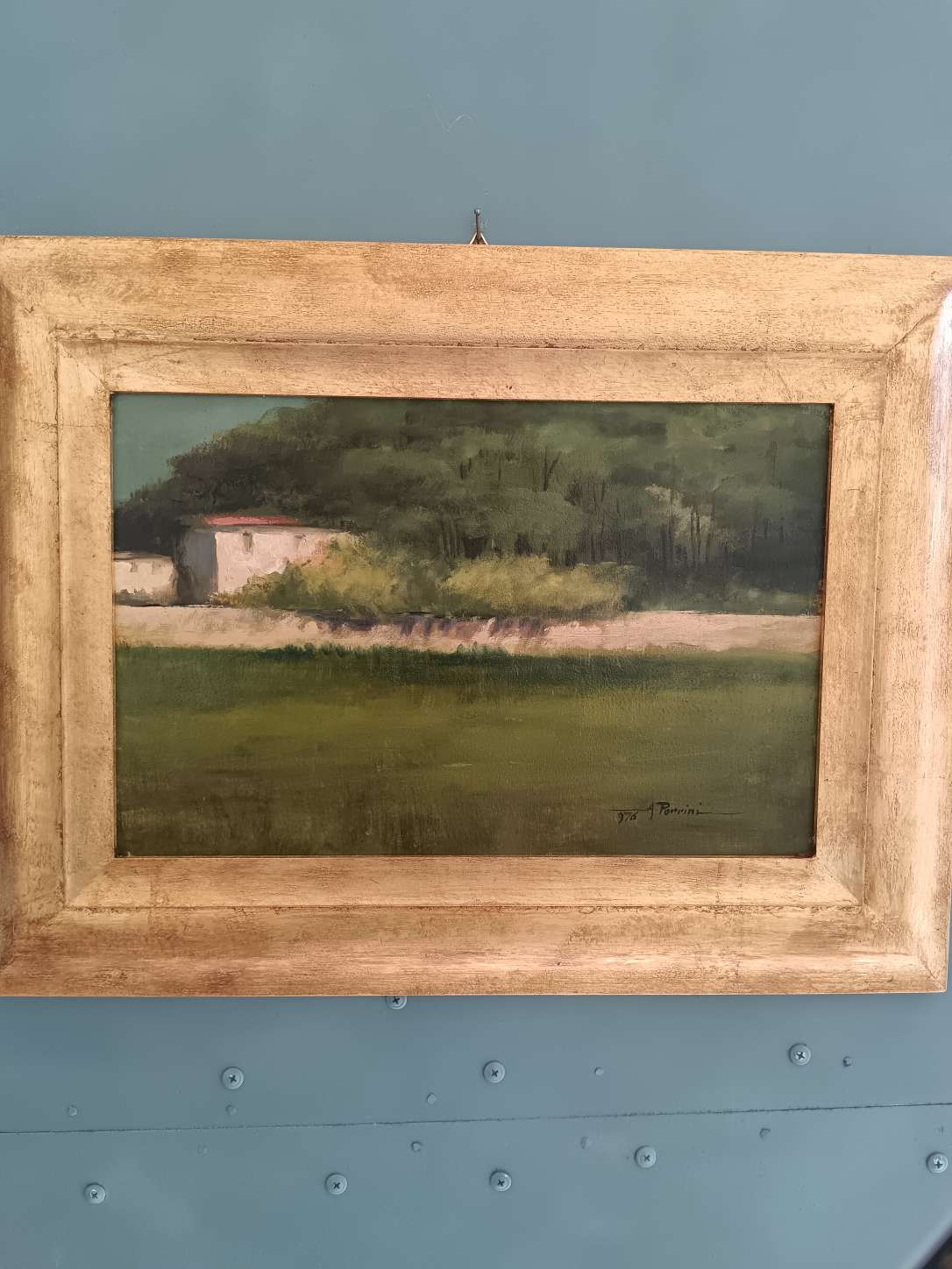 Dipinto Amino Porrini Paesaggio Rurale Quadro Olio 1976 Scuola Toscana