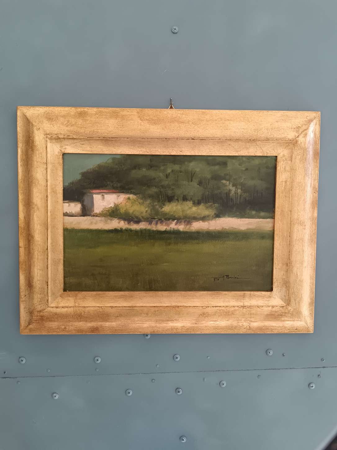 Dipinto Amino Porrini Paesaggio Rurale Quadro Olio 1976 Scuola Toscana