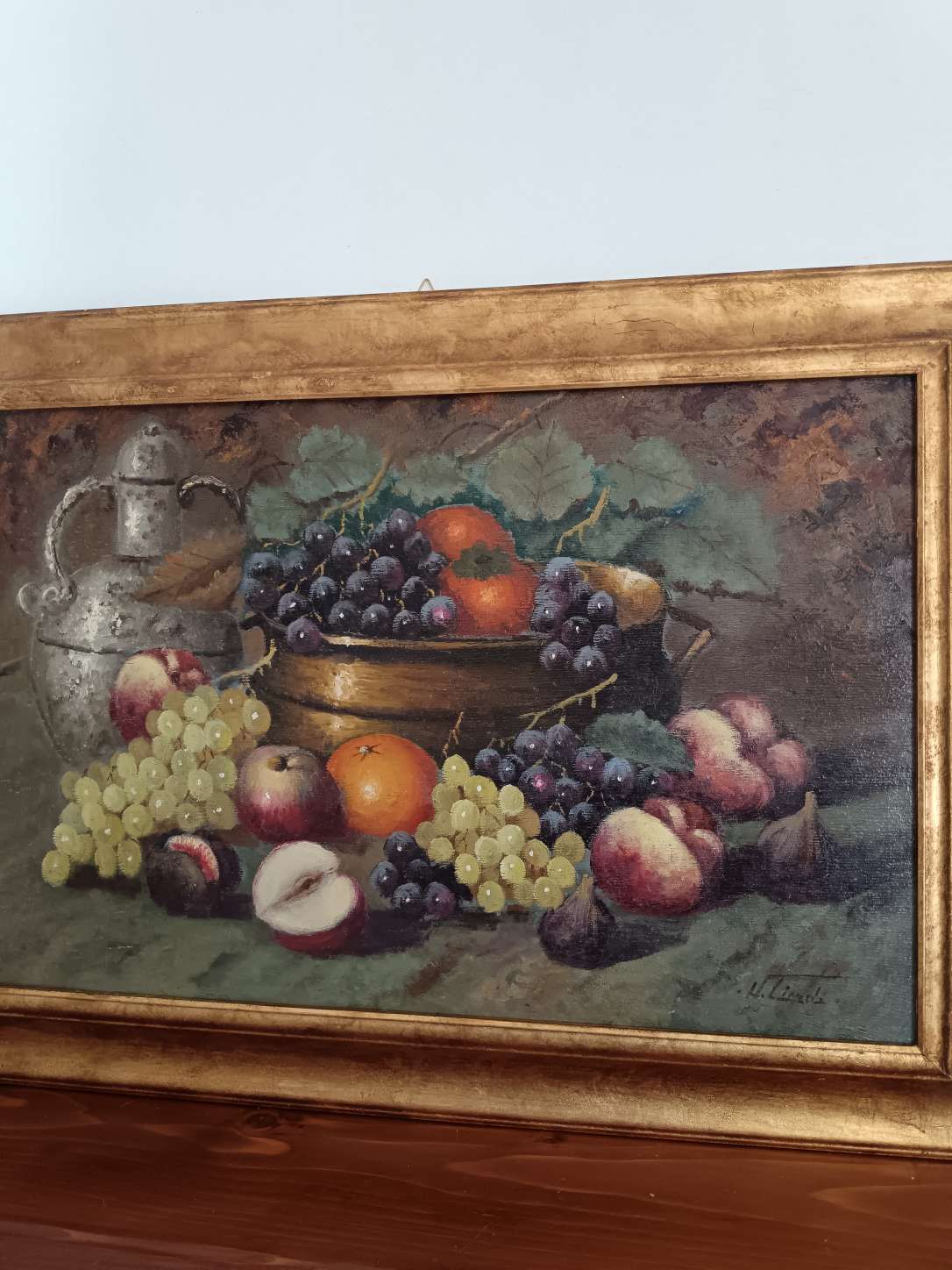 Vincenzo Ciardi Dipinto Olio su Tavola Natura Morta con Autentica e Cornice.