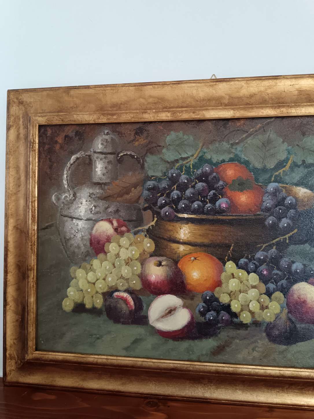 Vincenzo Ciardi Dipinto Olio su Tavola Natura Morta con Autentica e Cornice.