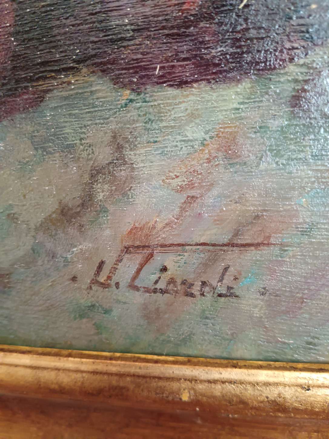 Vincenzo Ciardi Dipinto Olio su Tavola Natura Morta con Autentica e Cornice.