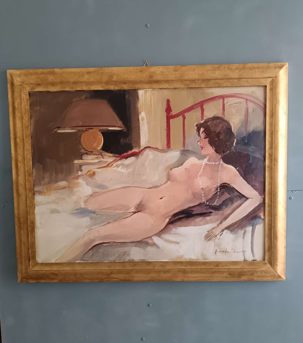 Edmondo Maneglia (1925 – 2003) nudo su tela grande formato con cornice