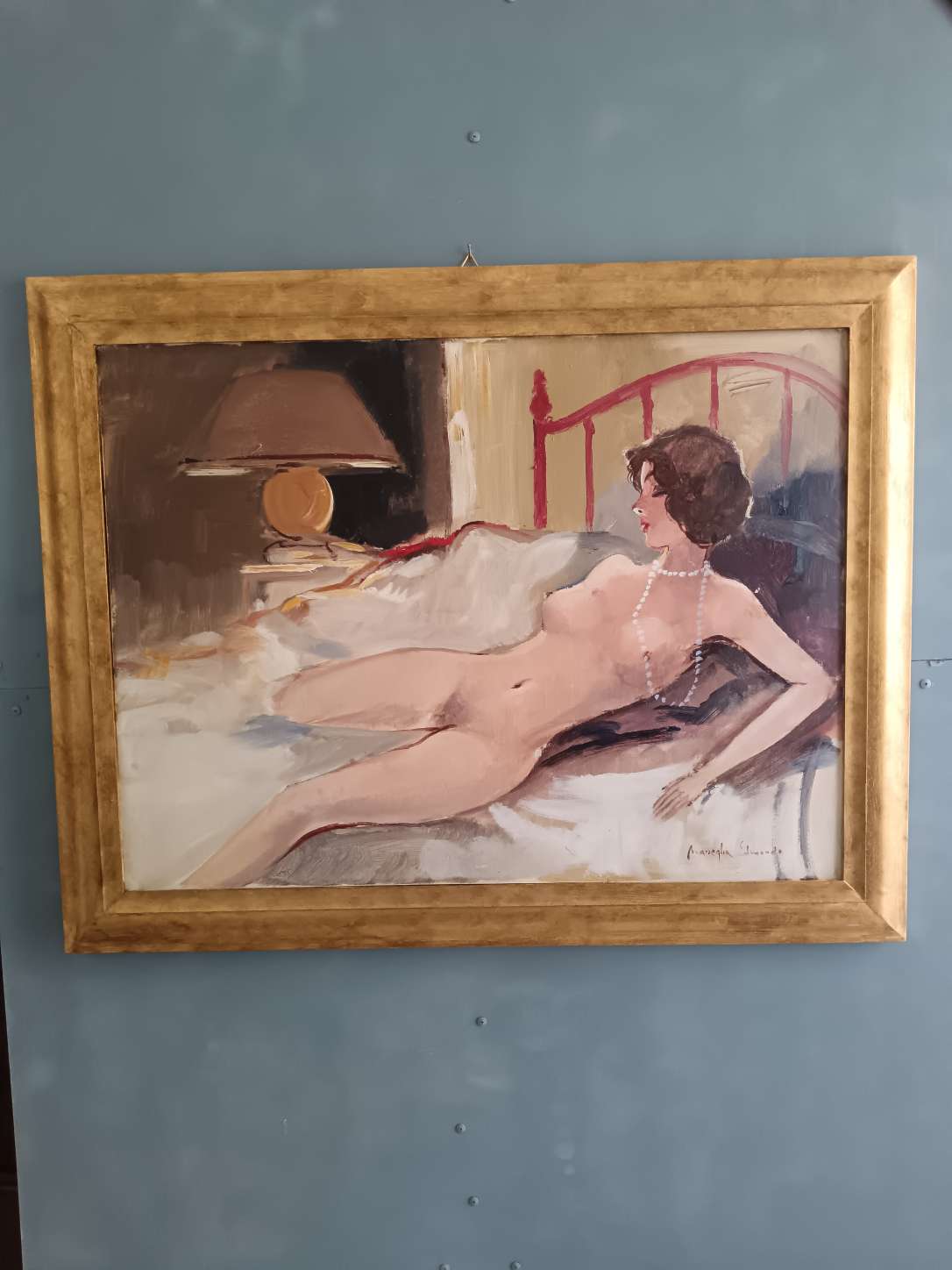 Edmondo Maneglia (1925 – 2003) nudo su tela grande formato con cornice