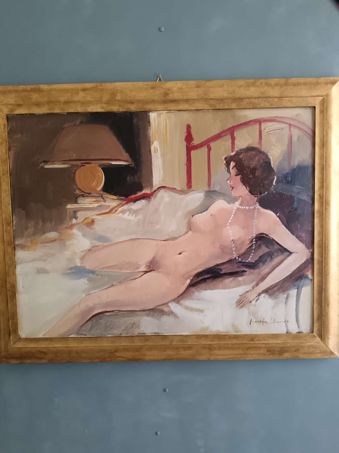 Edmondo Maneglia (1925 – 2003) nudo su tela grande formato con cornice