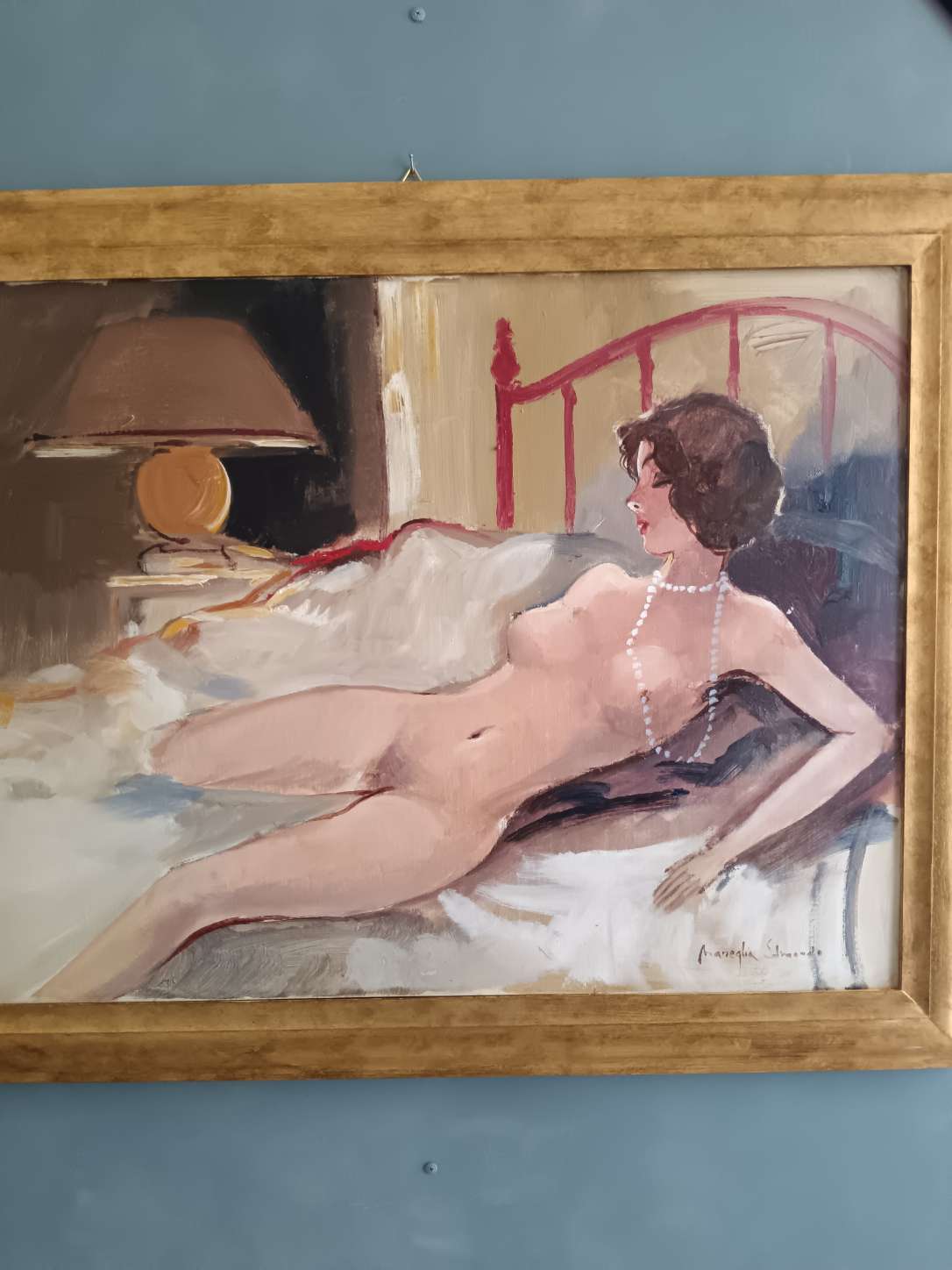Edmondo Maneglia (1925 – 2003) nudo su tela grande formato con cornice