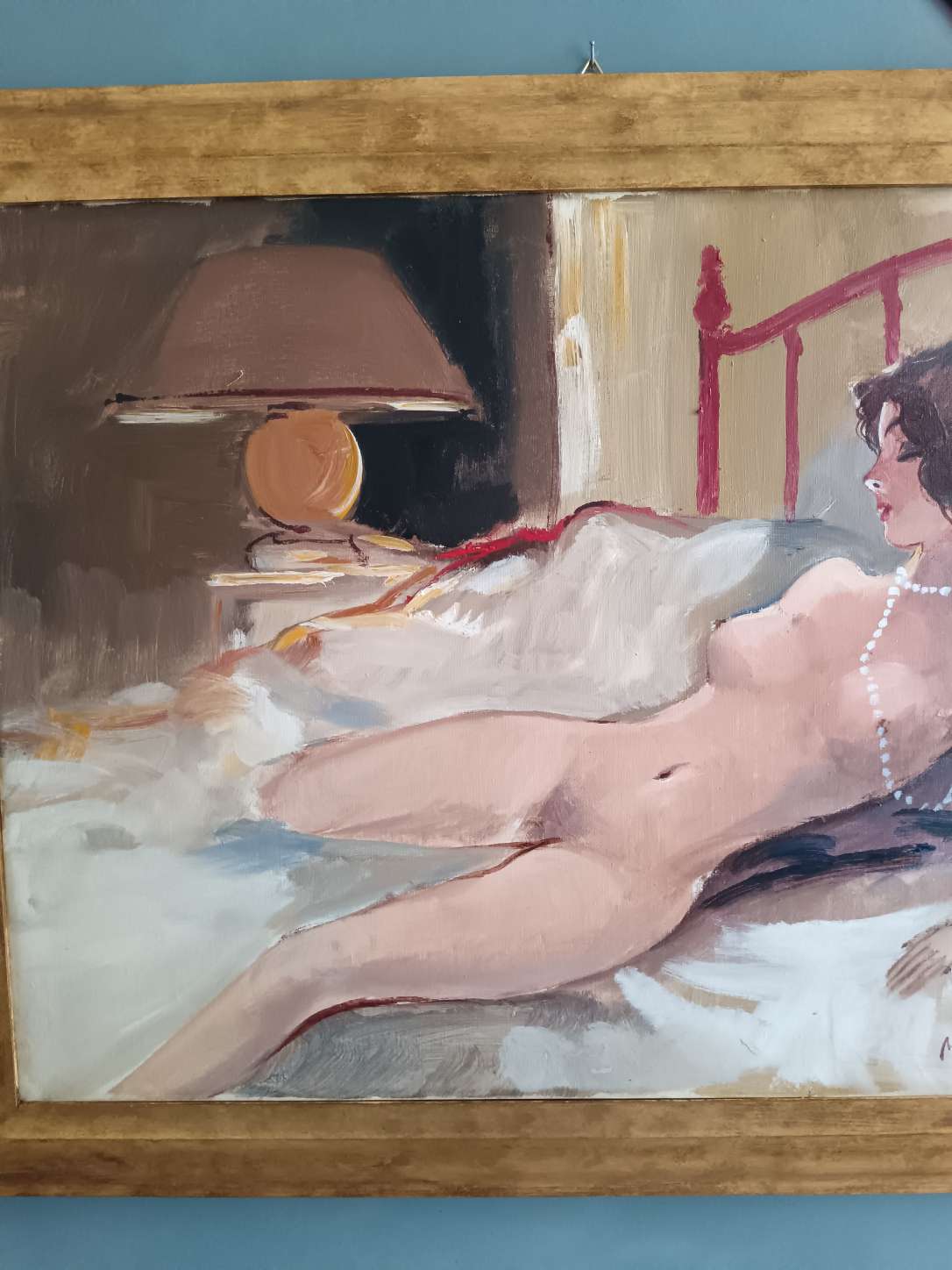 Edmondo Maneglia (1925 – 2003) nudo su tela grande formato con cornice