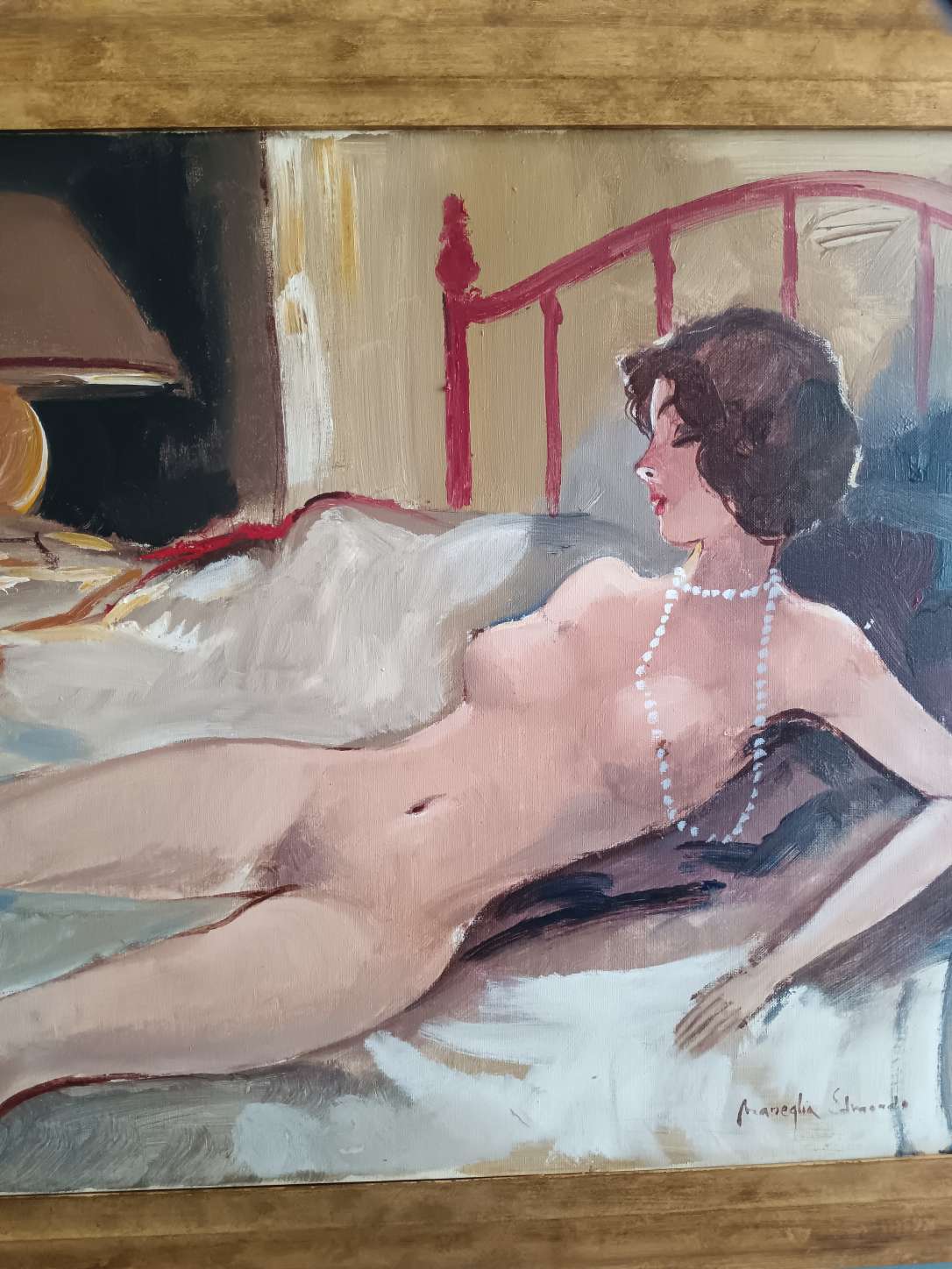 Edmondo Maneglia (1925 – 2003) nudo su tela grande formato con cornice