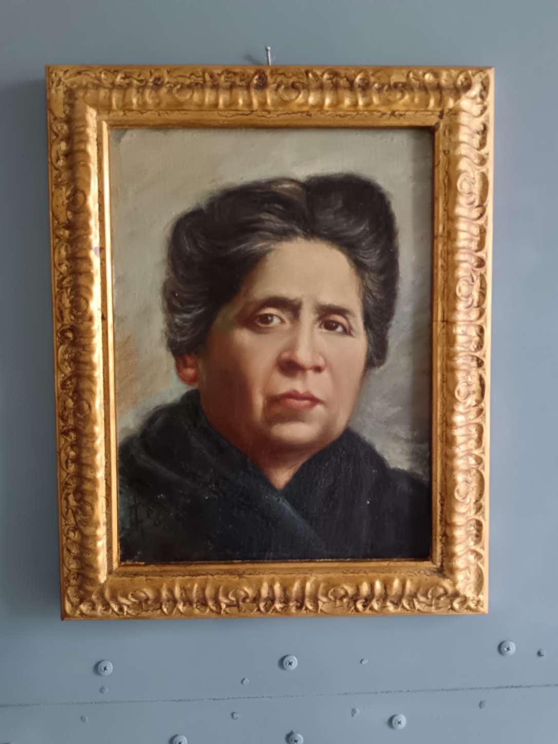 Giuseppe Leoni 1876-1927 Ritratto Femminile Antico Olio su Tela su Cartoncino
