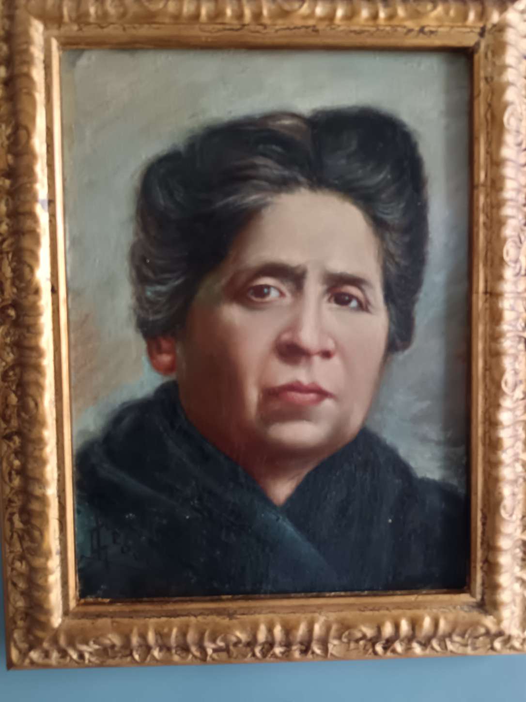 Giuseppe Leoni 1876-1927 Ritratto Femminile Antico Olio su Tela su Cartoncino