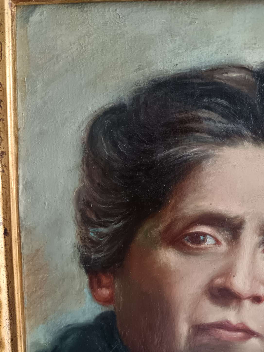 Giuseppe Leoni 1876-1927 Ritratto Femminile Antico Olio su Tela su Cartoncino